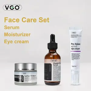 VGO-Vitamin C Serum, Moisturizer, and Eye Cream Set Cleansing Moisturizing Suitable for sensitive skin- Comfort Skin Repair vitamin c face serum eye cream Skincare Acne Radiance  Moisture Hydrating Hydrate eye cream vgo skin moisturizer