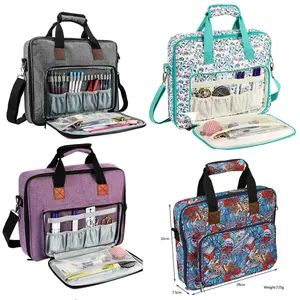 Floral Embroidery Kit with Cross Stitch Organizer - Portable DIY Sewing Craft Bag with Handle