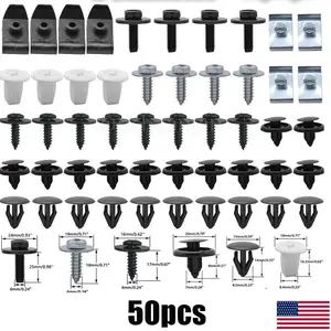 M6 U-Nut Clips & Body Bolts 50pcs, Replacement for Toyota Lexus Engine Under Cover Splash Shield Guard Bumper Fender Retainer Clips