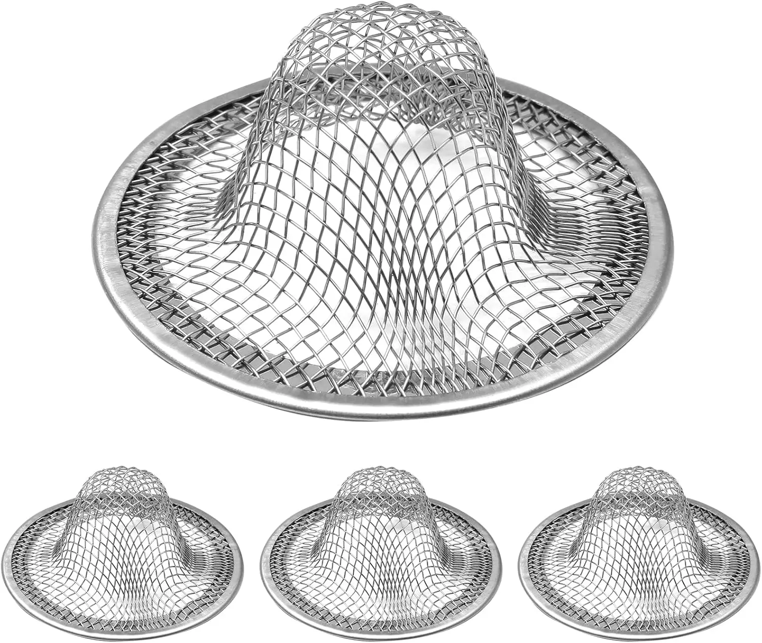 4 count 2.12 inch Top / 0.9 inch Stainless Steel Mesh Sink Strainer Slop Basket Filter  for Shower Bath Tub Drain Hair Catcher for  Bathrooms