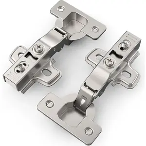 50 Pack Full Overlay Soft Close Concealed Frameless Cabinet Hinges, Nickel, 105°, Stop at Will 45-105 Degree, Self Closing, 3D Adjustment, Clip On, Stainless for Cupboard