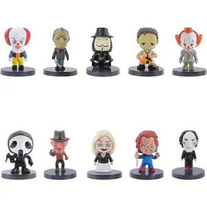 Horror Movie Anime Action Figure Halloween Zombie Statues Scary Toys Horror Killer Set Michael Myers Freddy Jason Action Figures Home Decor Collectible