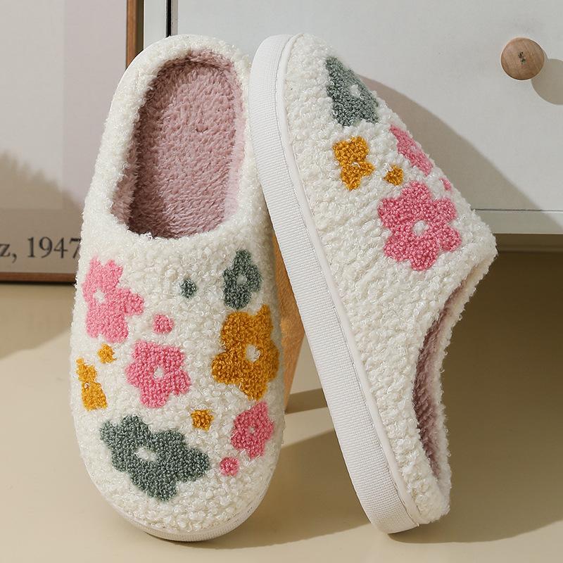 Women's Men's Cute Fuzzy Heart Slippers Memory Foam Fluffy Couple Slippers Cozy House Indoor Outdoor Shoes