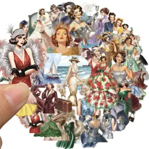 50 Pcs Vintage Victorian Lady Clear Stickers, Retro Aesthetic Ephemera for Scrapbooking, Journaling, Planners, Resin Crafts, Collage Projects