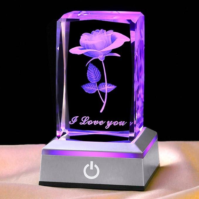 3D Rose Multicolor Crystal Gifts- I Love You ,Perfect Valentines Gift Ideas for Her My Girlfriend Wife Mom - Unique Anniversary Birthday Presents gifts boyfriend,gifts for boyfriend,valentines gift for bf,valentine's day decor