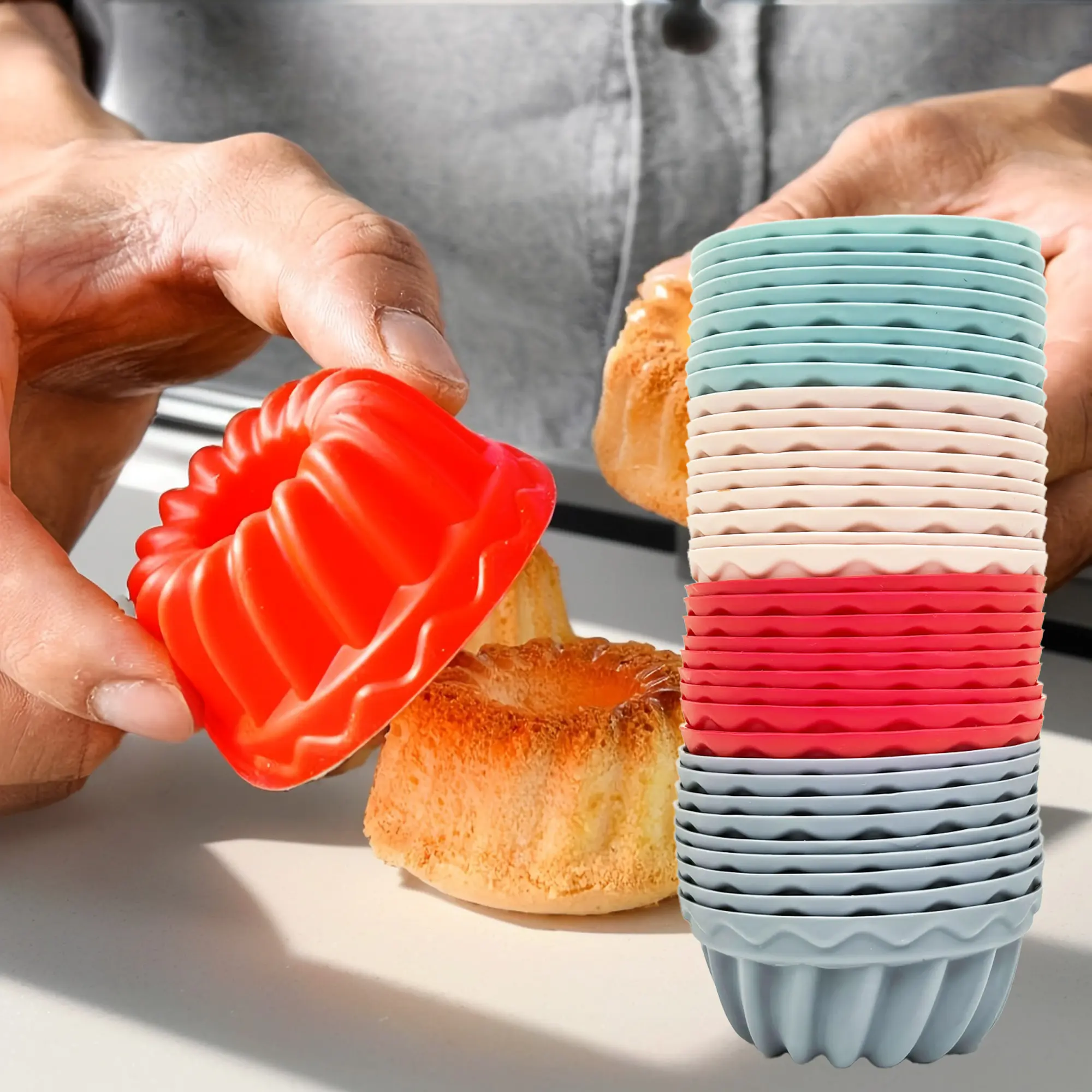 36pcs 2.56-Inch Silicone Cups - Non-Stick Mini Muffin Molds, Silicone Muffin Pan for Bite-Sized Cakes, Baking Tools, Home Baking Supplies, Event Ready