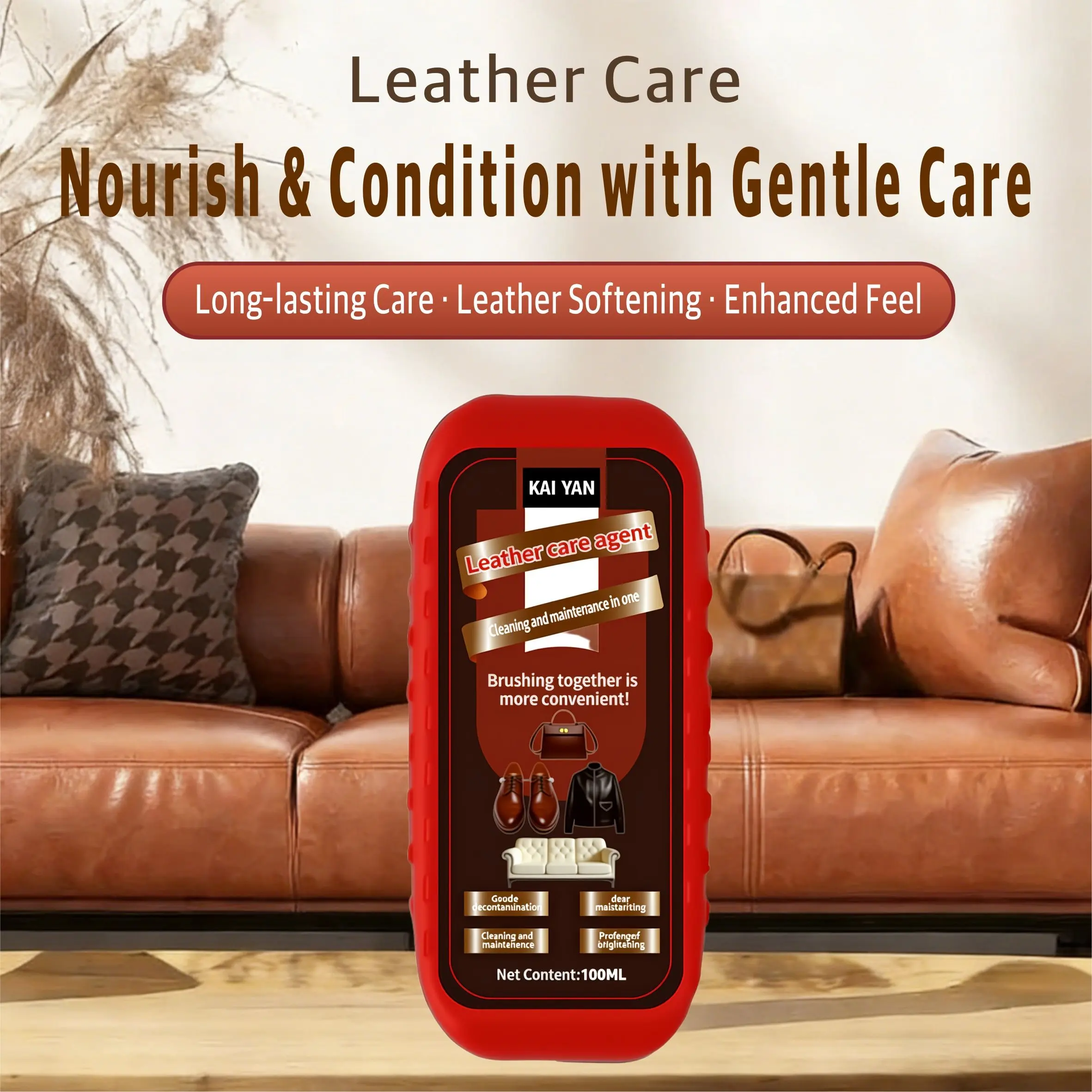 [NEW][KAIYAN]Leather Cleaner Leather Care Leather Conditioner Leather Protection PU Leather Cleaner Vegan Leather Cleaner Suede Cleaner Leather Restoration Leather Maintenance Leather PolishPremium / Professional / High-QualityClean / Restore / Protect /