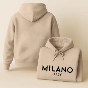 Men's Milano Letter Printed Drawstring Hoodie, Menswear, Casual Athletic Long Sleeve Hooded Jacket for Fall & Winter, Men's Clothing for Daily Wear, Sportswear for Indoor and Outdoor, Athleisure Summer Clothes
