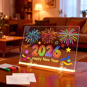 19" Acrylic LED Message Board with Customizable LED Strip Lights - Washable, Reusable Dry-Erase Neon Sign for Festive Home Decor, Children's Educational Activities (Office & School Stationery Supply), Customizable Led Lights