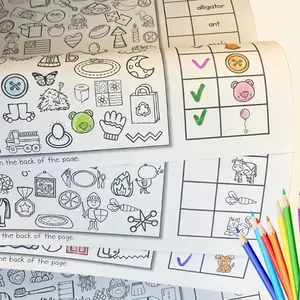 32-Page themed picture book, Preschool busy book: zoo, ocean, transportation, fruits and vegetables, pets, visual search and color scheme to develop color cognition, observation and hand-drawing skills. Suitable for Children's Day/Ramadan