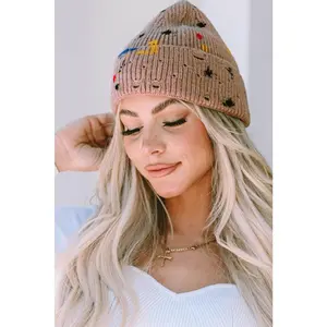 Apricot Splashed Detail Knitted Beanie