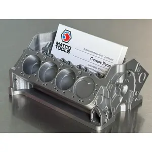 Engine Business Card Holder Auto Repair Paint & Body Machine Shop Chevy Ford Dodge Silver Racing Man Cave