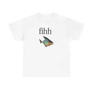 Fihh Low Poly TShirt, Funny Brainrot Fish Shirt, Cringy Weird Stupid Graphic Tee,  Cotton Fabric Menswear Unisex Top Original Hem Oversized
