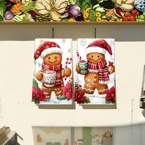 1pc/2pcs Christmas gingerbread patterned cute kitchen towels and dishcloths, suitable for interior decoration in restaurants, kitchens and bathrooms, party decoration, festival gifts, and can also be given as Christmas presents