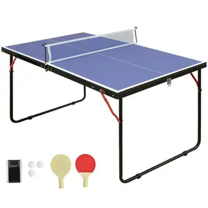 4.5ft Table Tennis Table Foldable & Portable Ping Pong Table Set with Net and 2 Ping Pong Paddles for Indoor Outdoor Game