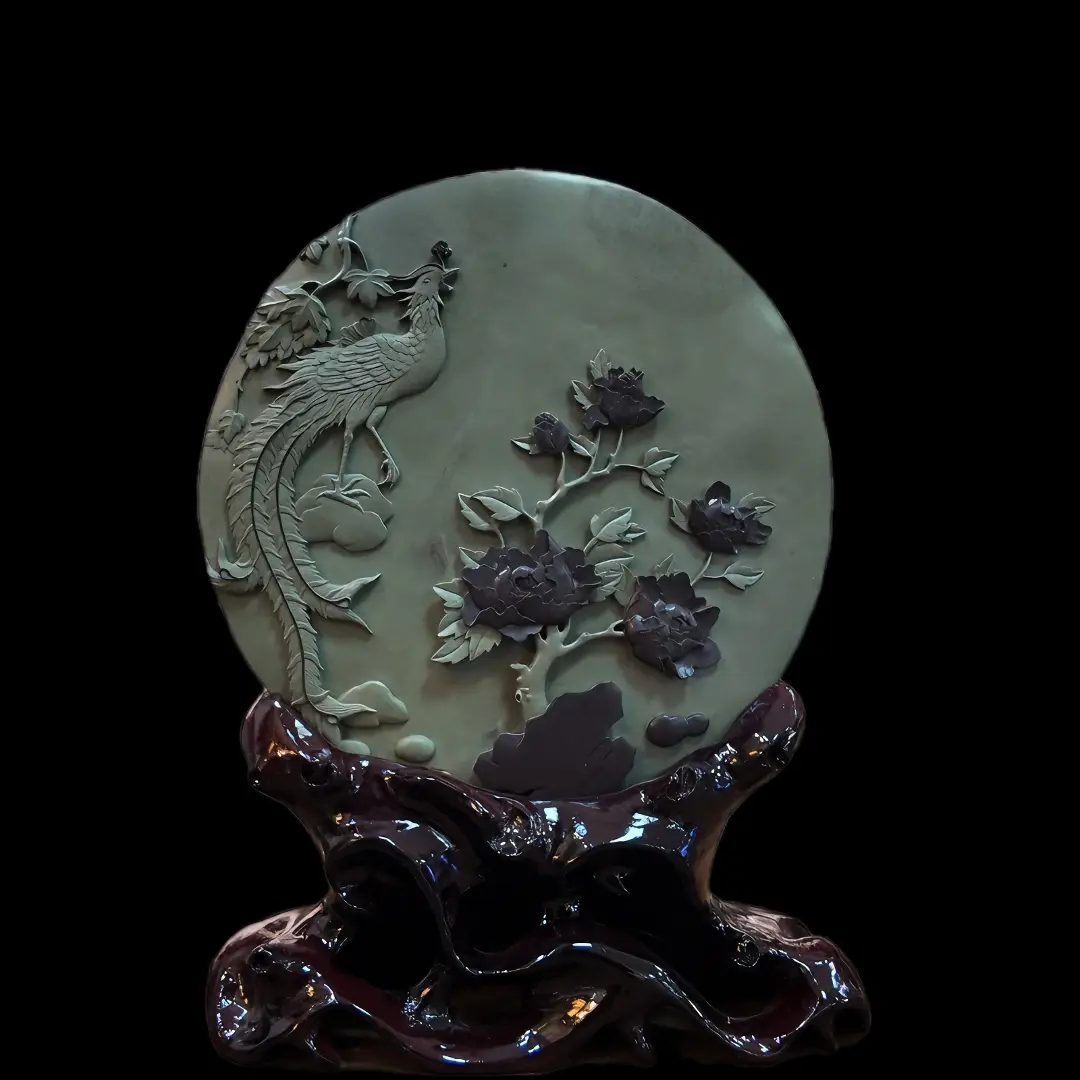 The Royal Ascension - Sculpture for Honoring Achievement & Sovereign Energy— Hand-Carved from Natural Stone · Unique Purple-Green Stone Patterns