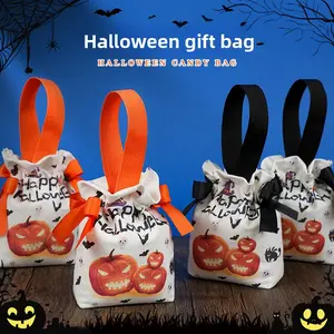 Halloween gift bag children's pumpkin tote bag canvas gift packaging sugar bag props kindergarten souvenir Spooky