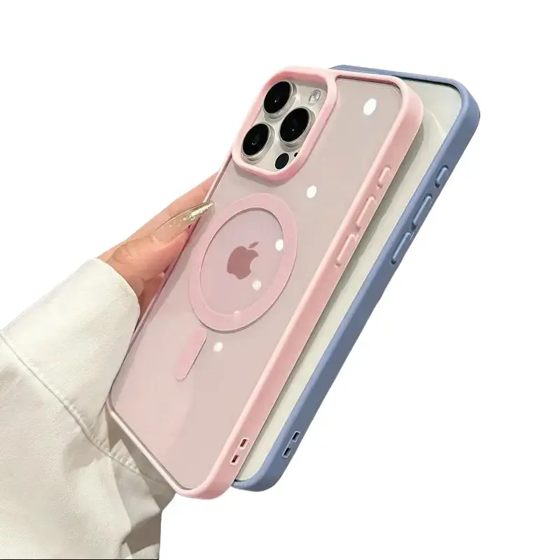 New Senior Pink Magnetic Phone Case Compatible with MagSafe, Ultra-Thin Clear Matte Frame Anti-Skid Hard Protective Cover for iPhone 17 16 15 14 13 12 11 Pro Max