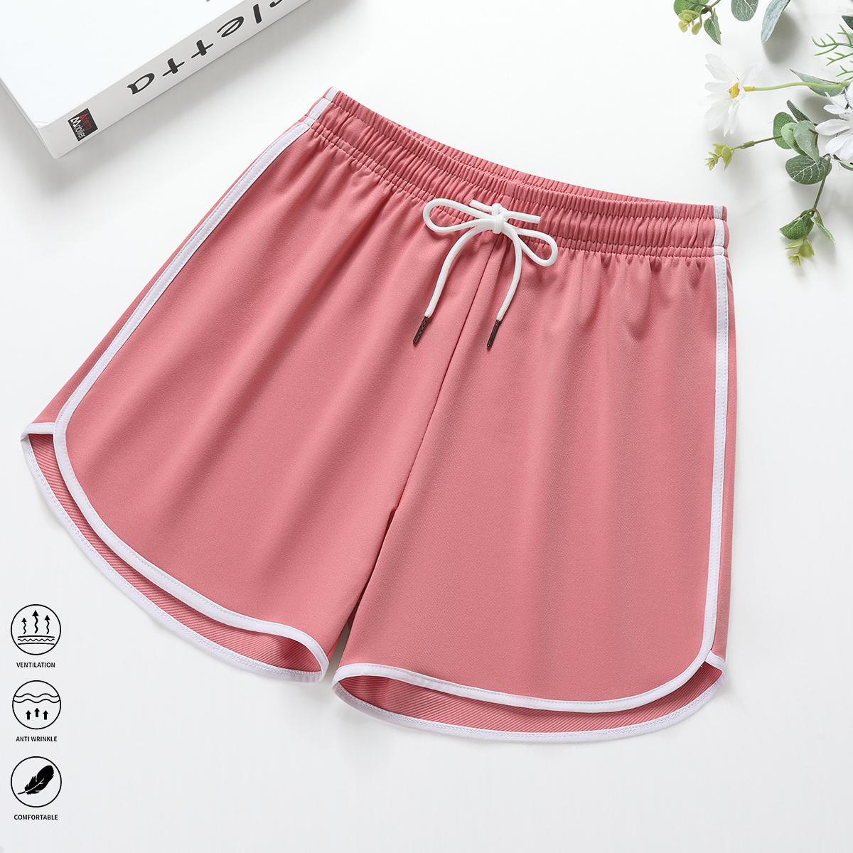 Women’s casual shorts, athletic shorts, lounge shorts, solid color, drawstring elastic waistband, suitable for casual wear and outdoor sports/yoga, women’s shorts, summer clothing