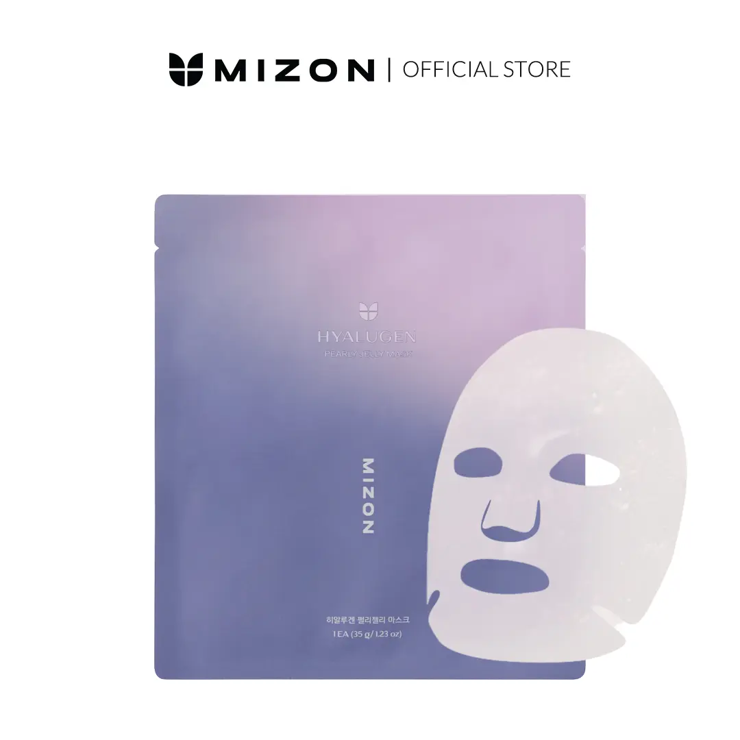MIZON Hyalugen Pearl Jelly Face Mask (5 Pack) – Collagen & Hyaluronic Acid Korean Sheet Mask for Hydration, Firming & Radiant Glow