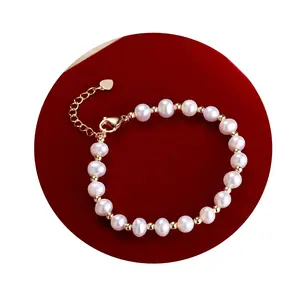 White pearl bracelet/Freshwater Pearl Bracelet/Handmade Pearl Bracelet