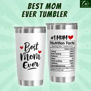 Perfect Gift For Mom, Best Mom Ever Tumbler, 20oz Stainless Steel with Lid - Mothers Day Gift Ideas, Perfect Birthday Gifts For Mom, Bonus Mom, Step Mom Mom-in-law from Daughter or Son
