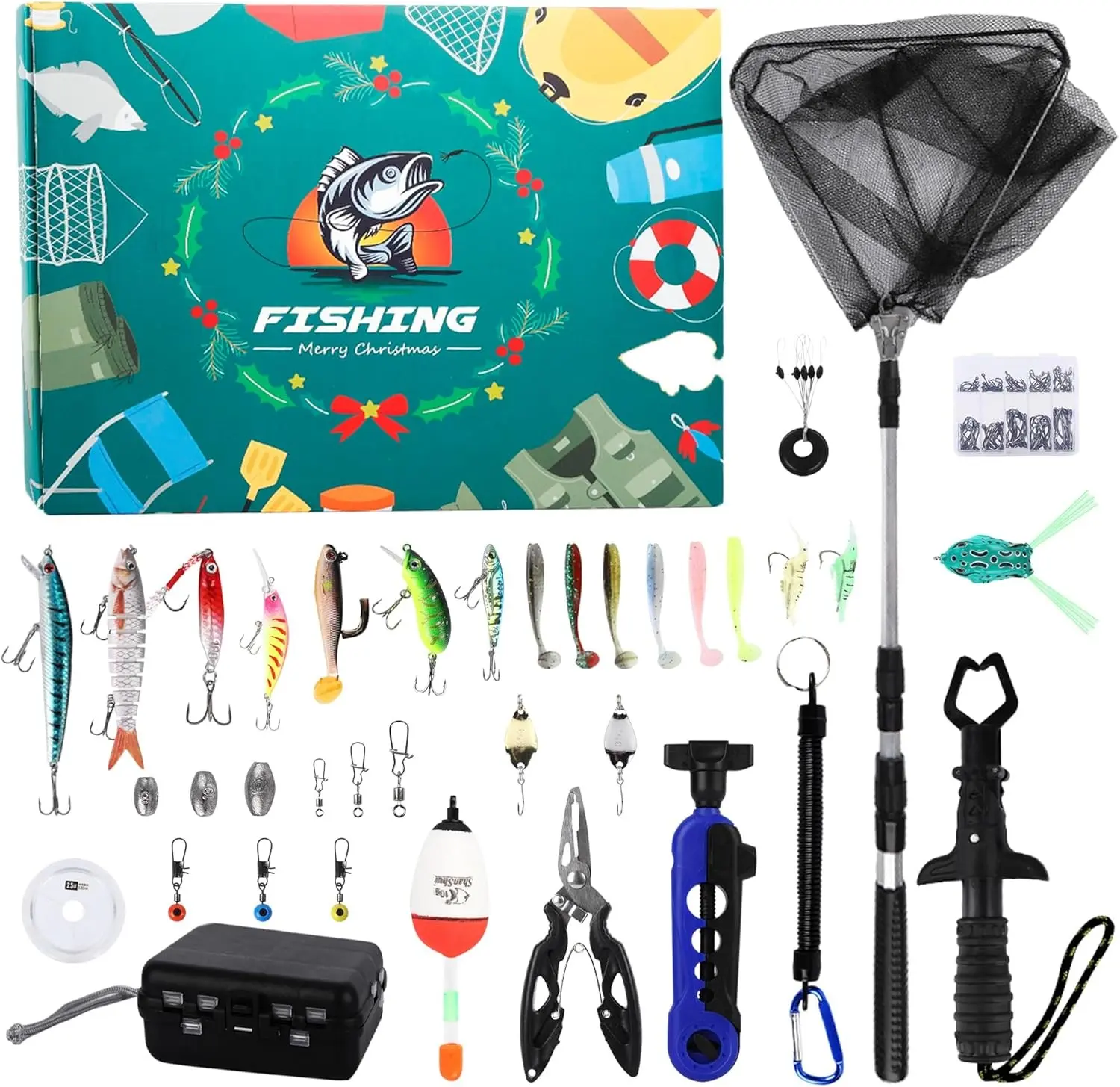 Fishing Advent Calendar Christmas 2025 – 24 Days Mystery Box of Lures & Tackle – Cool Countdown Gift for Adult, Fishermen, Teens, Boys, Men & Anglers