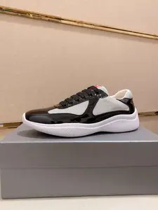 In-stock trendy genuine leather sports sneakers with laces for men casual cowhide shiny leather men shoes for couples and women
