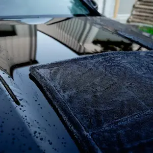 Car Drying Towel from No Streaks, Scratches, or Water Spots - Large Premium 1300 GSM Microfiber - Double Twist Pile & Edgeless Design for 1 Quick & Effortless Dry - 24” x 36”/16” x 16” Ultra Absorbent