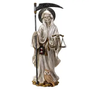 Santa Muerte in White Gown with Scale Figurine Death 10 Inch
