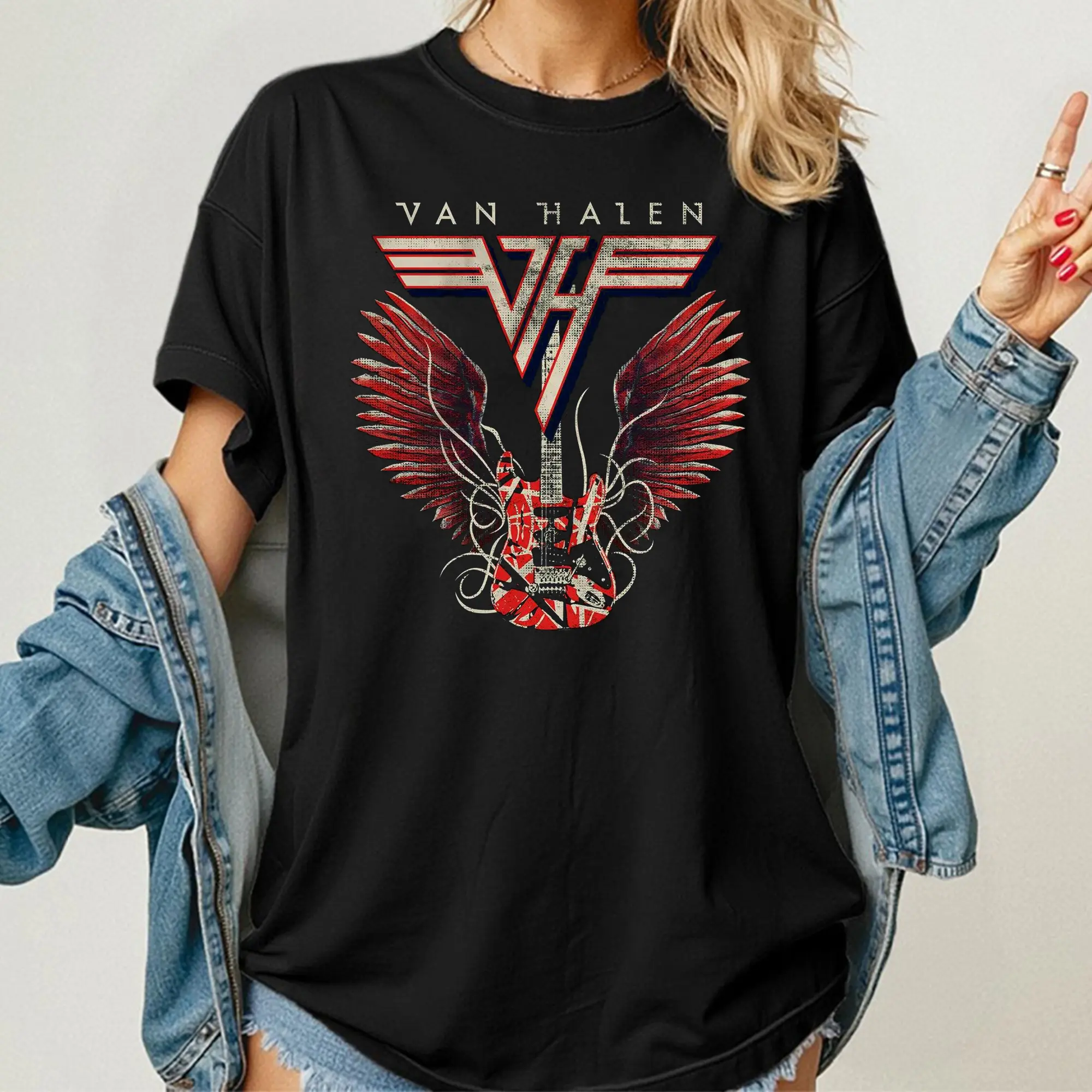 Vintage Van Halen Guitar Music Rock Shirt, Eddie Frankenstrat Rock Band Tee Fashion Cotton, Full Colors, Full Sizes, For Men, For Women