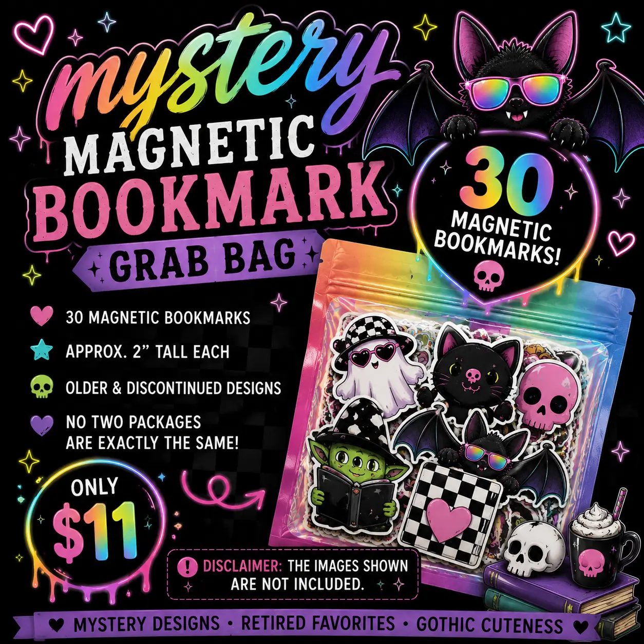Mystery Magnetic Bookmark Grab Bag | 30 Mystery Magnetic Bookmarks