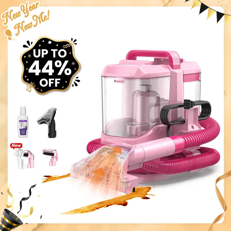 [NewYearSale!] Upholstery Carpet Vacuum Cleaner, 18KPa Suction Spot Cleaning Machine for Pet Stains, Carpets, Sofa, Car Seats, Mattress, with 3 Multipurpose Cleaning Tools, 6'' Deep Cleaning Brush | Portable 3-in-1 Little Pink C9S