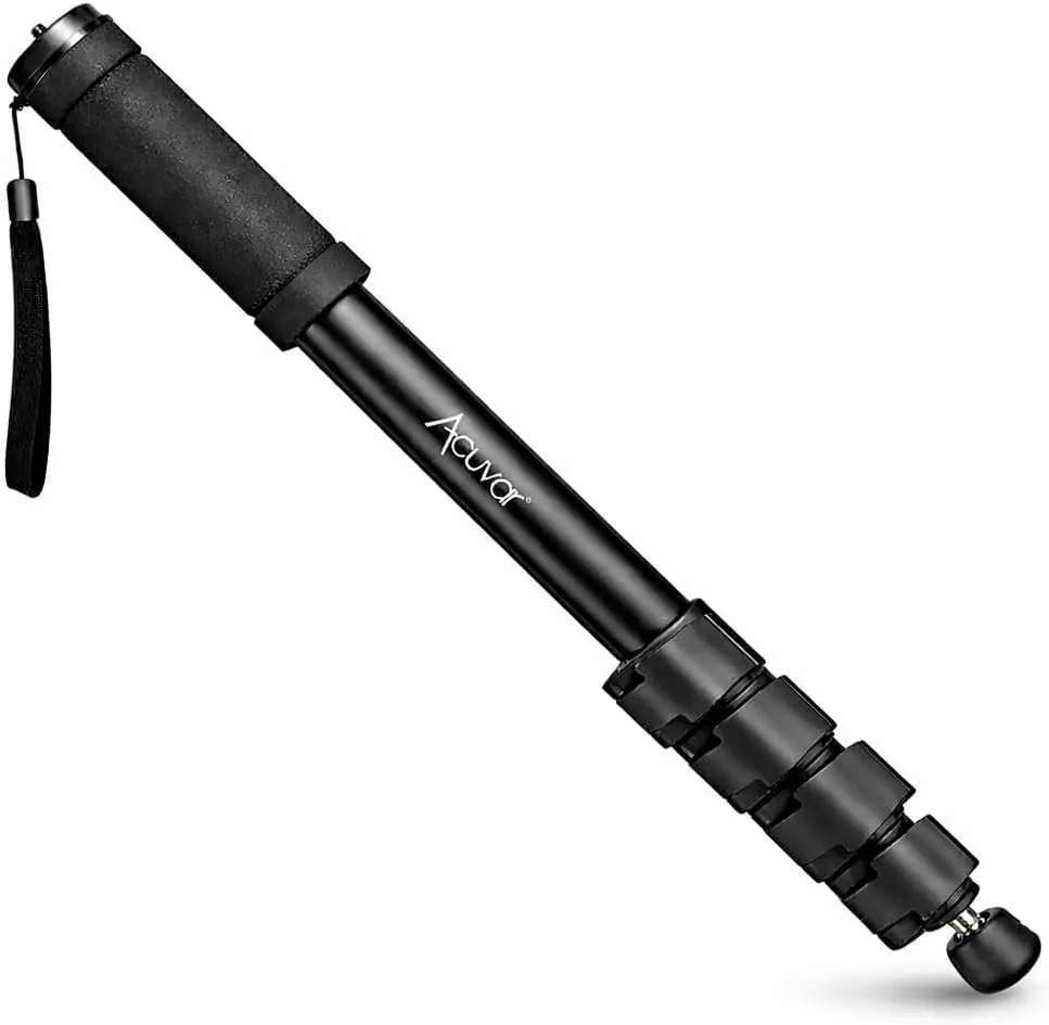 62-Inch Durable Handheld Metal Retractable Monopod - 4-Section Extending Pole, Non-Slip Rubber Grip, Integrated Safety Strap, Cam Mount, Tripod & Accessories for Cameras, Camcorders, Smartphones (With Protection)