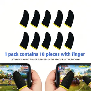 10 Pcs Gaming Finger Gloves, High Sensitivity Sweat-Proof Touchscreen Thumb Gloves, 24 Pins Super Conductive Fiber, Pubg Mobile Game Accessories