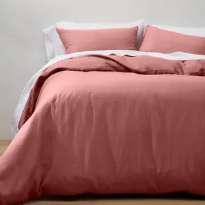 Full/Queen Linen Duvet & Sham Set Rose - Casaluna