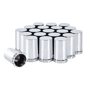 Chrome Plated ABS Plastic Cylinder Lug Nut Cover Caps Screw on, 33mm x 3 1/2 Inch Thread on Nut Cover Caps Kits for Semi Truck Trailer