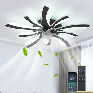 Garwarm Ceiling Fan with Lights, Remote Control 3 Color Temperatures,6 Gear wind Speed Dimmable Fan Light - Black,bedrooms, For Living Rooms & Dining Rooms