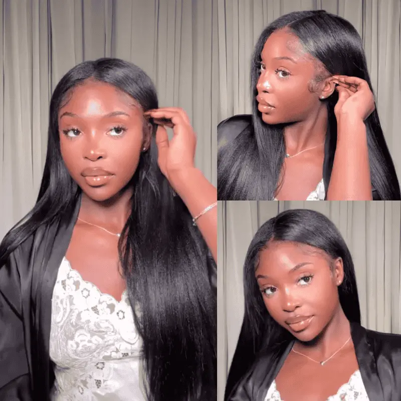 Ashleymuyang Same-Style Klaiyi Yaki Straight V Part Virgin Human Hair Wig, V Part Cap, Realistic Scalp, Glueless Fit, Natural Color Wig, No-Sew-In Ready-To-Wear Upgrade, Virgin Hair