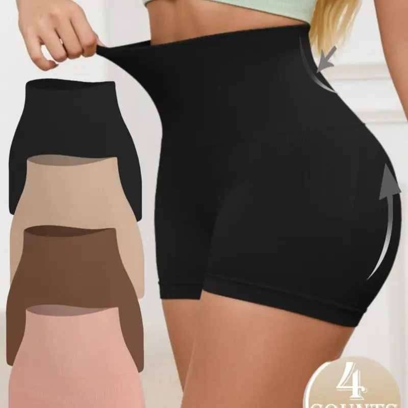 Women's Solid Color High Waist Shaping Elastic Fit Shapewear Shorts, Tummy Control Butt Lifting,Full Coverage Shapewear Bottoms, Seamless Smooth Body Shaper Underwear Fabric for Daily Wear and Outdoor Womenswear