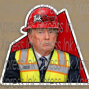 InkXpress Funny Trump Hardhat Sticker - Perfect for Construction Enthusiasts and Trump Fans