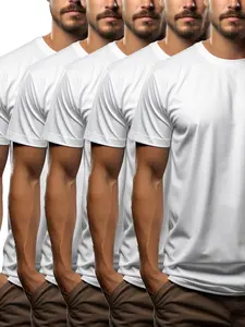 5-Piece Set Stock Up & Save! Men's Classic White Crew Neck T-Shirt 5-Pack | Soft 100% Cotton | Everyday Comfort Essential