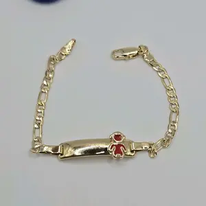 ID BRACELET  gold-plated figaro style 6"inches (kids) in two colors available red, blue engraving available
