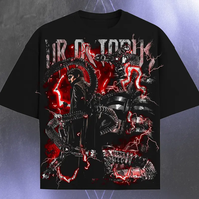 Doctor Octopus - MCU Spidey verse Edition Double Printed Oversize Lightweight TV series Vintage Graphic Design Top Cotton Comic Superheroes Streetwear T-Shirt Clothes Menswear Womenswear.