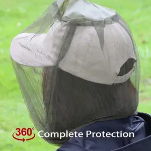 Portable Easy To Carry Foldable Convenient Head Mosquito Net Ultra Light Lightweight Breathable Full Coverage Head Wear Anti Mosquito Insect Protection Net for Outdoor Camping Hiking Travel