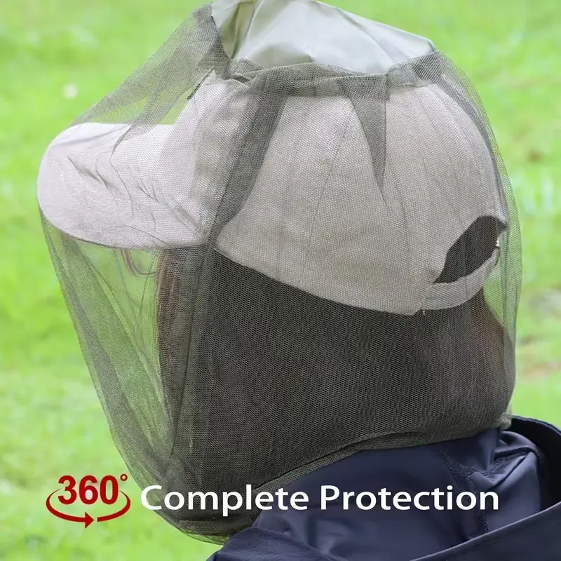 Portable Easy To Carry Foldable Convenient Head Mosquito Net Ultra Light Lightweight Breathable Full Coverage Head Wear Anti Mosquito Insect Protection Protector Net for Outdoor Camping Hiking Travel