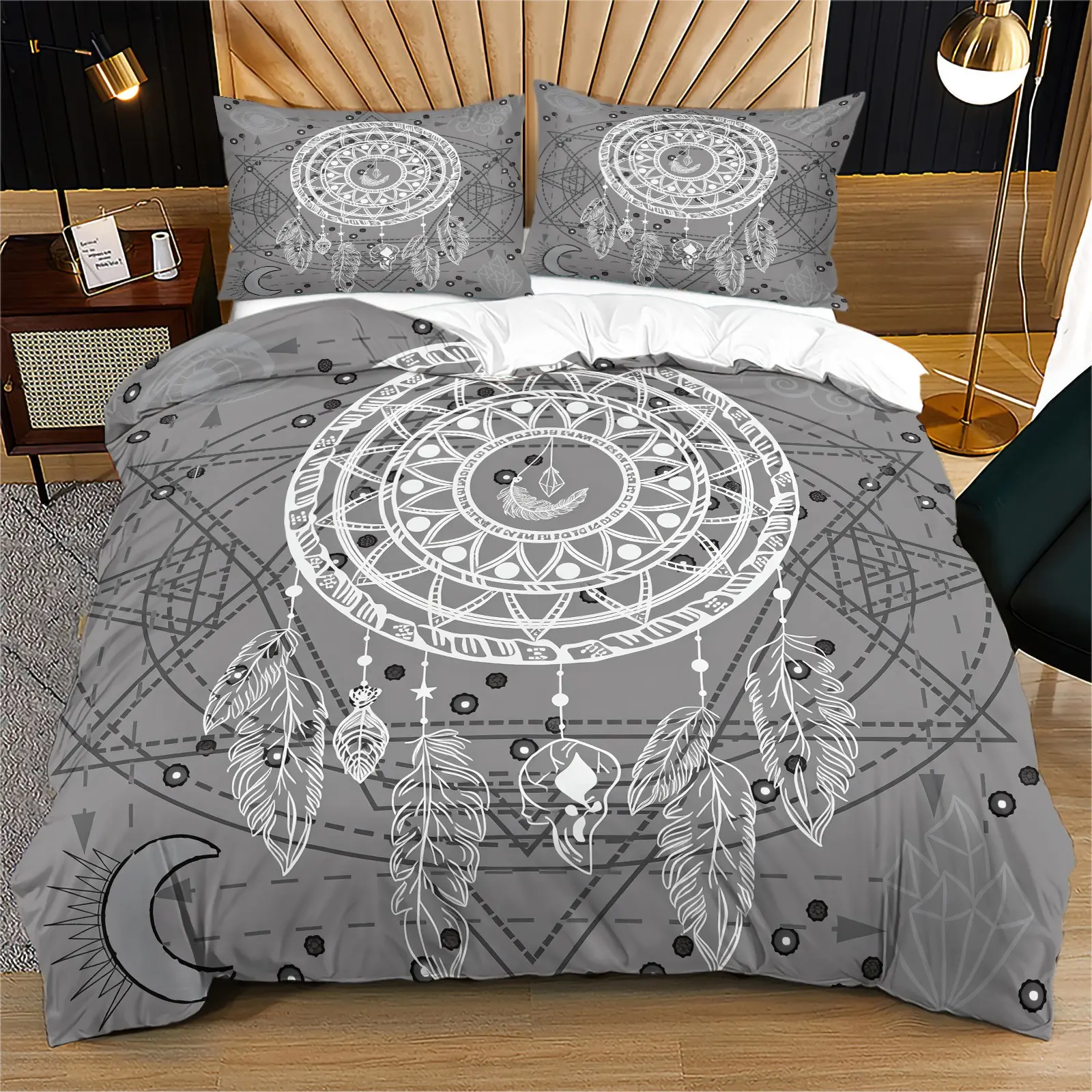 Dreamcatcher Pattern Quilt Cover Set, Mysterious Celestial Print Bedding Set (1 Quilt Cover + 1/2 Pillowcase, No Filler), Suitable For Teenagers, Adults, Bedrooms, Dormitories, Guest Rooms