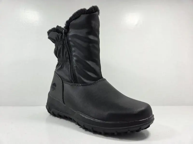 Totes NEW Totes Randi Women's Winter Boots Waterproof Black Leather Round Toe Zip Closure Snow Boots for Cold Weather