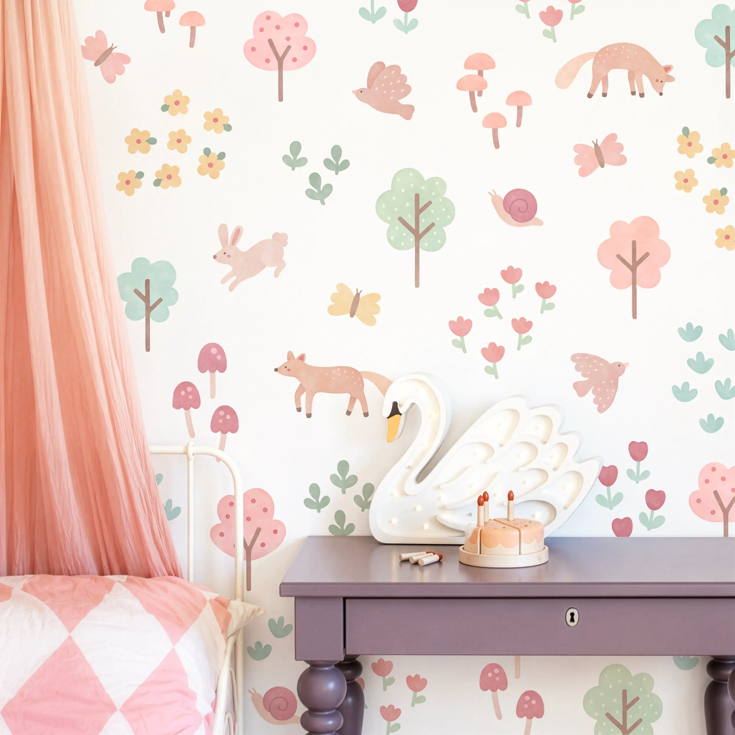 Woodland Storybook Wall Decals - Removable & Reusable Fabric Wall Stickers