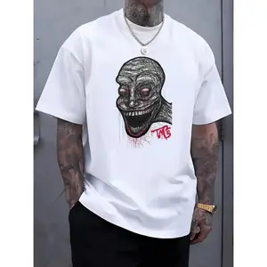 Men'S Summer 2025 Casual Fashion T-Shirt with Eerie Zombie Graphic - Soft, Comfortable, Breathable Round Neck Tee in Green, Slight Stretch Fabric, Perfect for Adults